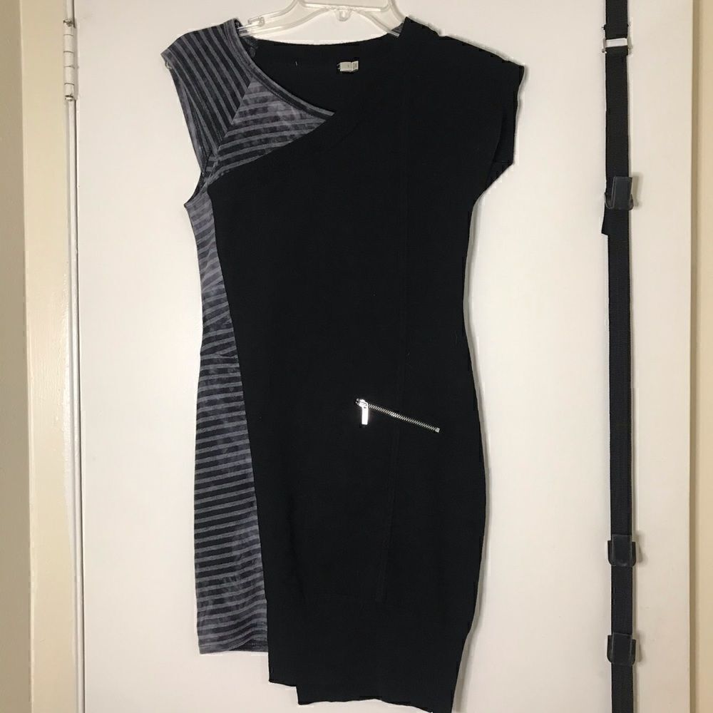 Karen Millen Black Asymmetrical Knit Dress